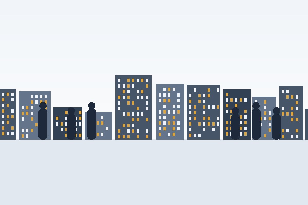 Illustration of a city skyline representing public transport planning
